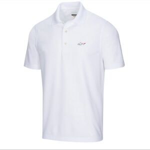 Greg Norman Collection Play Dry Mens performance Polo Shirt, White, Large